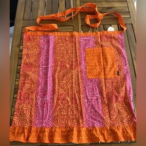 Marimekko Anthropologie Waist Apron Retro 50s 60s Red Orange Pink Pocket Kitchen